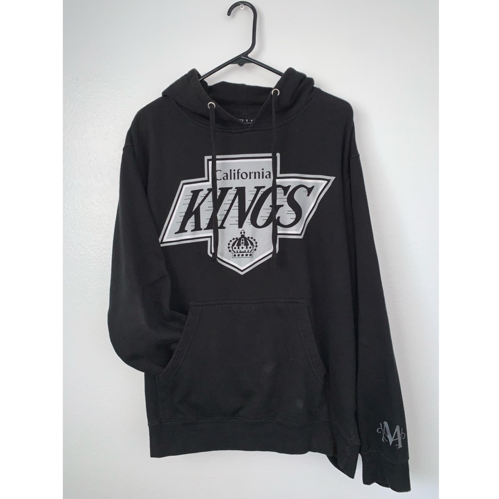 Mens Black Pullover Graphic Hoodie Size Medium